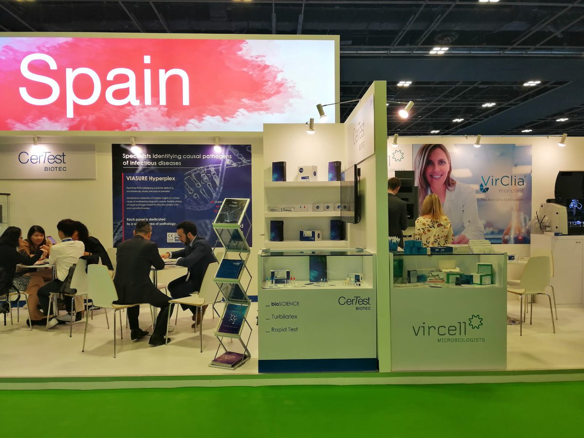 ICEX_'s tweet photo. Arranca #MedlabAsiaPacific2019, el mayor evento dedicado a la tecnología médica y equipos de #laboratorio y #diagnóstico en la región. 6 empresas muestran su tecnología más puntera en el pabellón de España 🧪🔬👩🏻🔬 @Vircell @genomica_sau @CerTestBiotec #Chemelex #Sedecal #Vitro https://t.co/eMf19Onayx