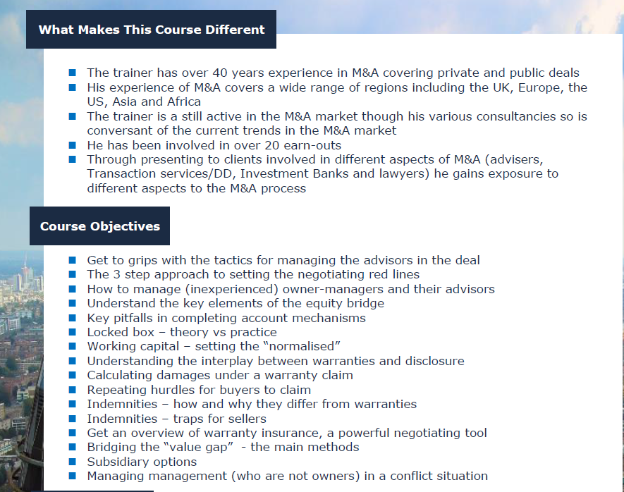 Advanced Negotiation Issues In M&amp;A | 10th June 2019 | London
bit.ly/2oyMdTF
#mergers #Negotiation #courses #corporatefinance #finance #training #cpd
