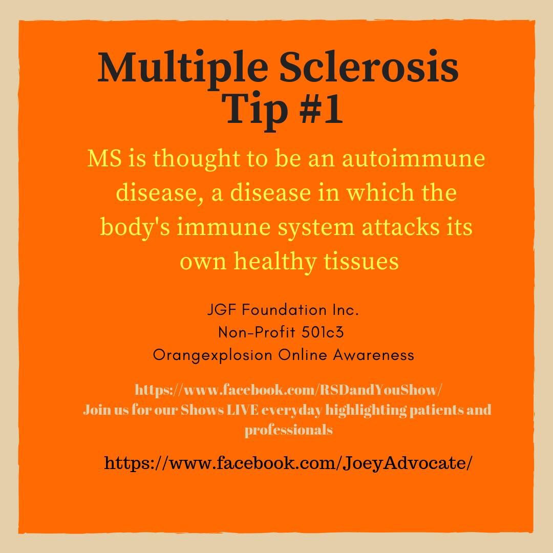 AmyJo_Promoter's tweet photo. Multiple Sclerosis awareness tips made by @joeygiggles32, chronic pain advocate, CEO &amp; creator of @JGFFoundation. Please help spread the word &amp; color the Internet orange for MS awareness! #MultipleSclerosisAwareness #MS #MultipleSclerosis #OrangeExplosionForMS #MSAwareness #JGF https://t.co/Vy6ocjkJtI