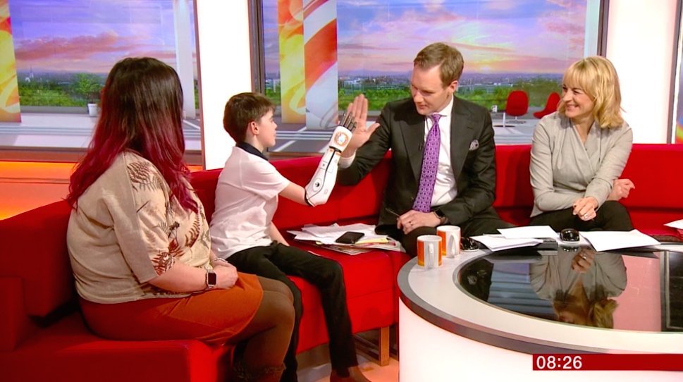 SighSam's tweet photo. Brilliant start to the day watching @Raiseahand4cam and Mags on @BBCBreakfast with his BB8 style Hero Arm. #BionicsAreCool https://t.co/9EUm0NLUuD