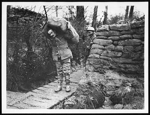 Like gabions, where portable defence against shot and shell were needed, sandbags were there to be found/11