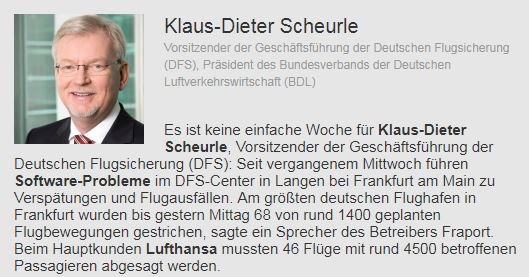 TspBackgroundDi's tweet photo. Seit Tagen haben die #Fluglotsen in #Frankfurt am Main mit Softwareproblemen zu kämpfen. @violaheeger porträtiert den Mann, der nun für die Behebung verantwortlich ist: Klaus-Dieter #Scheurle, Chef der Deutschen #Flugsicherung. https://t.co/CScSVQHUOb https://t.co/SOykTJAZjQ