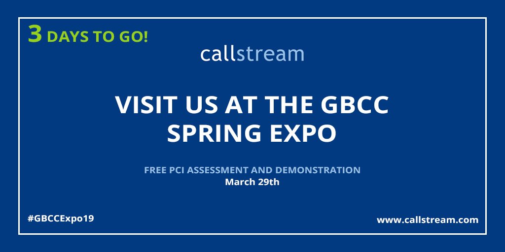 Come and see us on FRIDAY 29th March at the Edgbaston Stadium and get a free phone payment PCI assessment. #GBCCExpo19 callstream.com