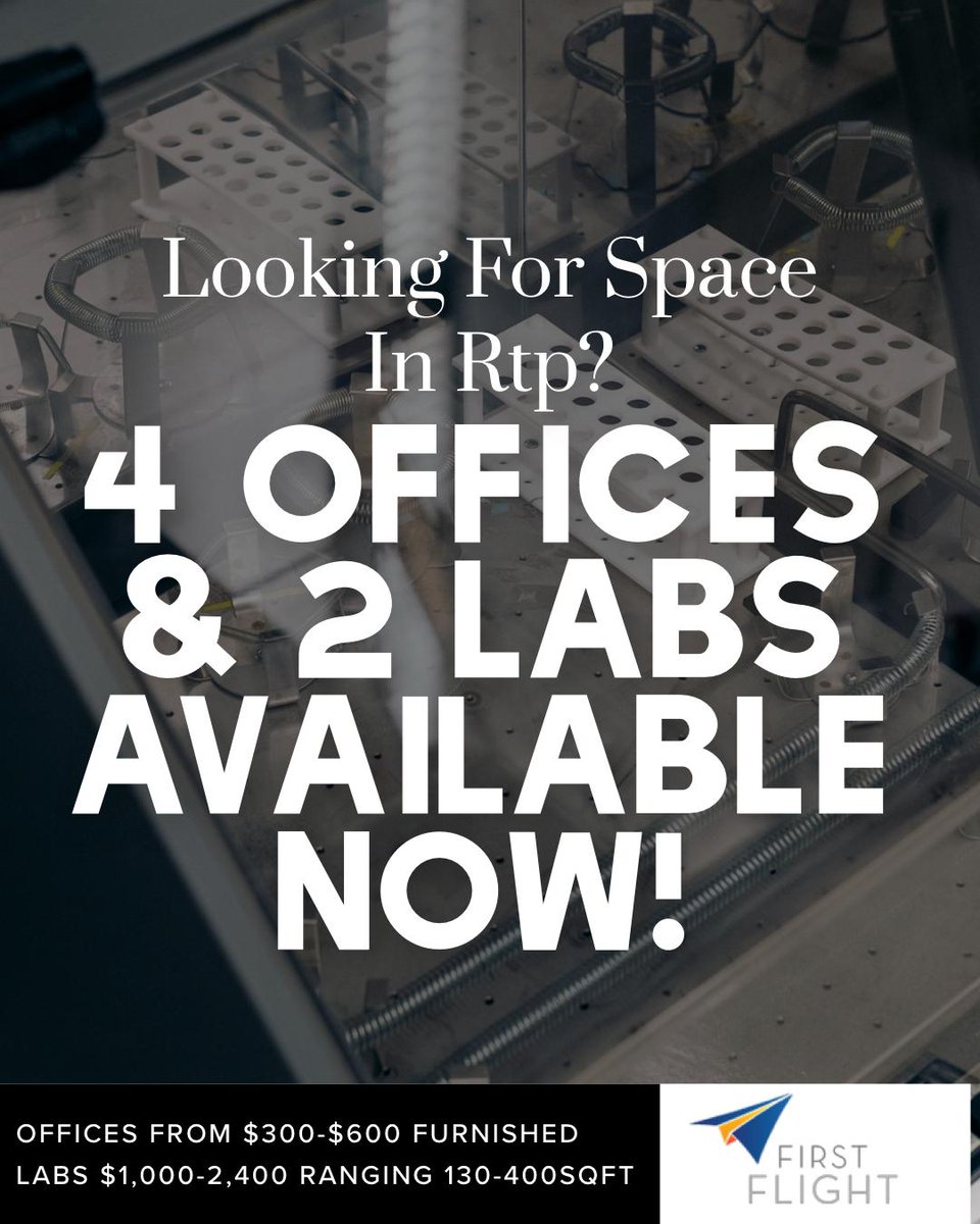ffvcnc's tweet photo. One of our companies is graduating and that means an opening for someone NEW! First Flight offers many benefits including business mentoring, flexible lease terms, conference meeting space and more! Additional Info: https://t.co/Jw5z7RoDBw
#labspace #NCbusiness #startup #tech https://t.co/iGwt9XCvpB