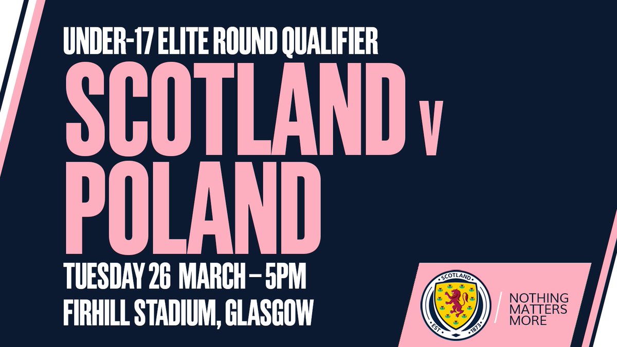 #SCO17s | It's the final matchday of Scotland Under-17s' Elite Round.

🆚 Scotland v Poland
🏆 UEFA Under-17s Elite Round
🕖 5pm
📍<a href="/PartickThistle/">Partick Thistle FC</a>
🎟 Free Entry
➡️ Preview: scotfa.co/17sERprev

#YoungTeam