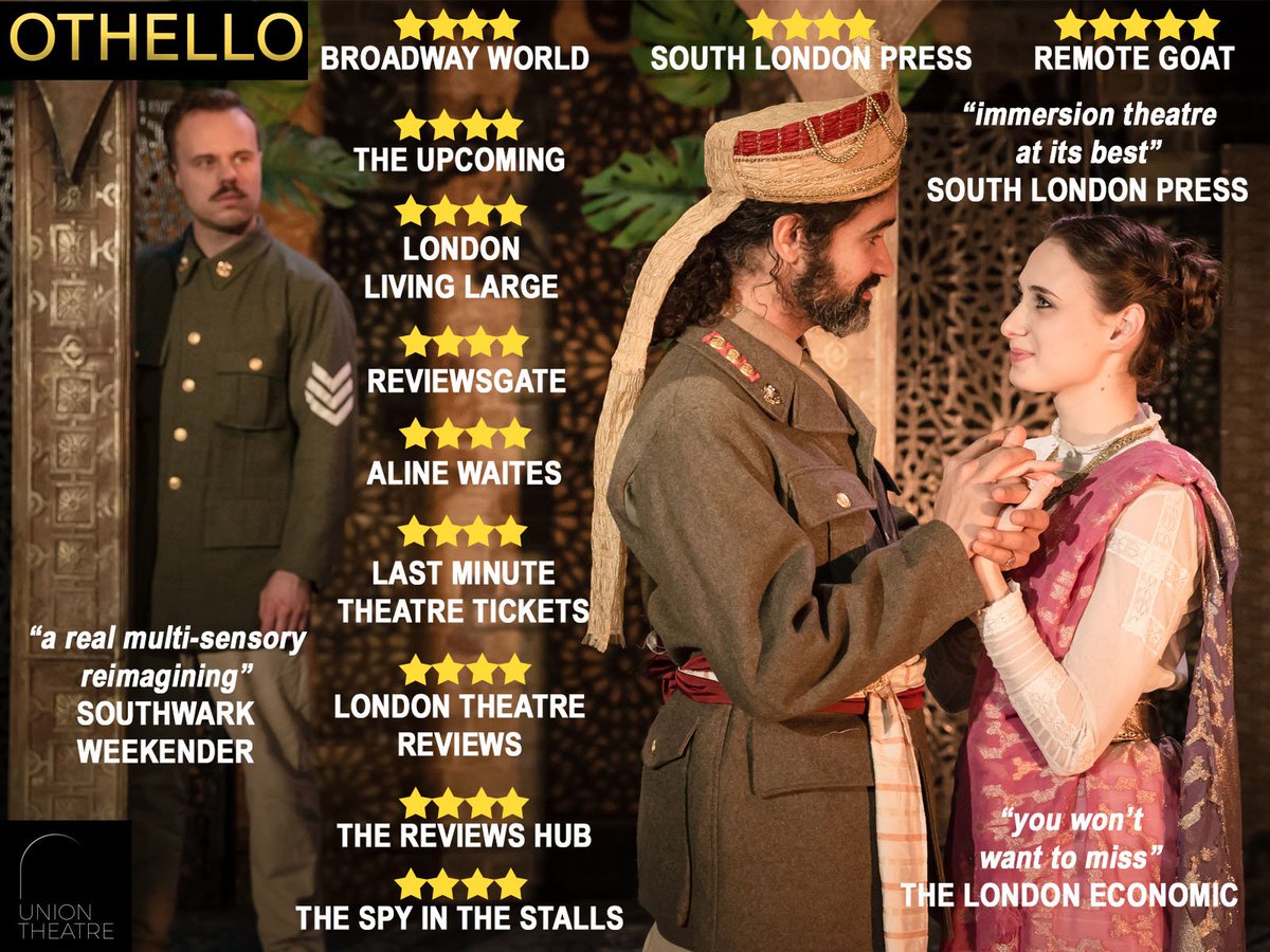 Classics2019's tweet image. The next performance of OTHELLO @TheUnionTheatre takes place on tonight at 7:30pm.  Tickets are limited on certain dates, so book now to avoid disappointment. uniontheatre.biz/othello.html  
Box Office: 020 7261 9876