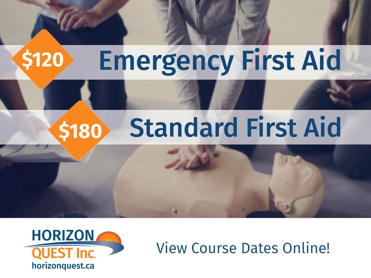 Our next Emergency First Aid course is on April 4th. The next Standard First Aid course is April 4th & 5th. Visit horizonquest.ca/events/ for more dates.

#hq #horizonquest #standardfirstaid #emergencyfirstaid #firstaid #safety #safetytraining