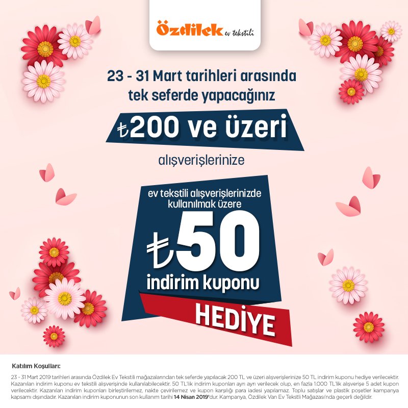 23-31 Mart tarihleri arasında tek seferde yapacağınız 200 TL ve üzeri alışverişlerinizde kullanılmak üzere 50 indirim kuponu hediye!
#AgoraAVM #AgoraAdapazarı