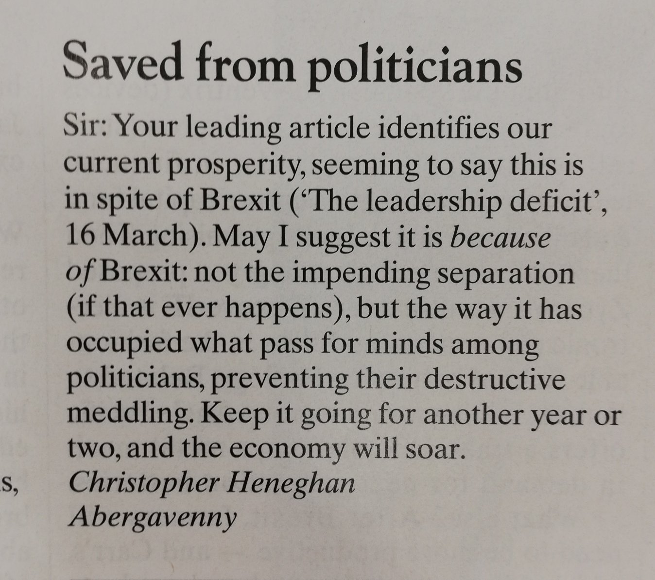Spectator letter
