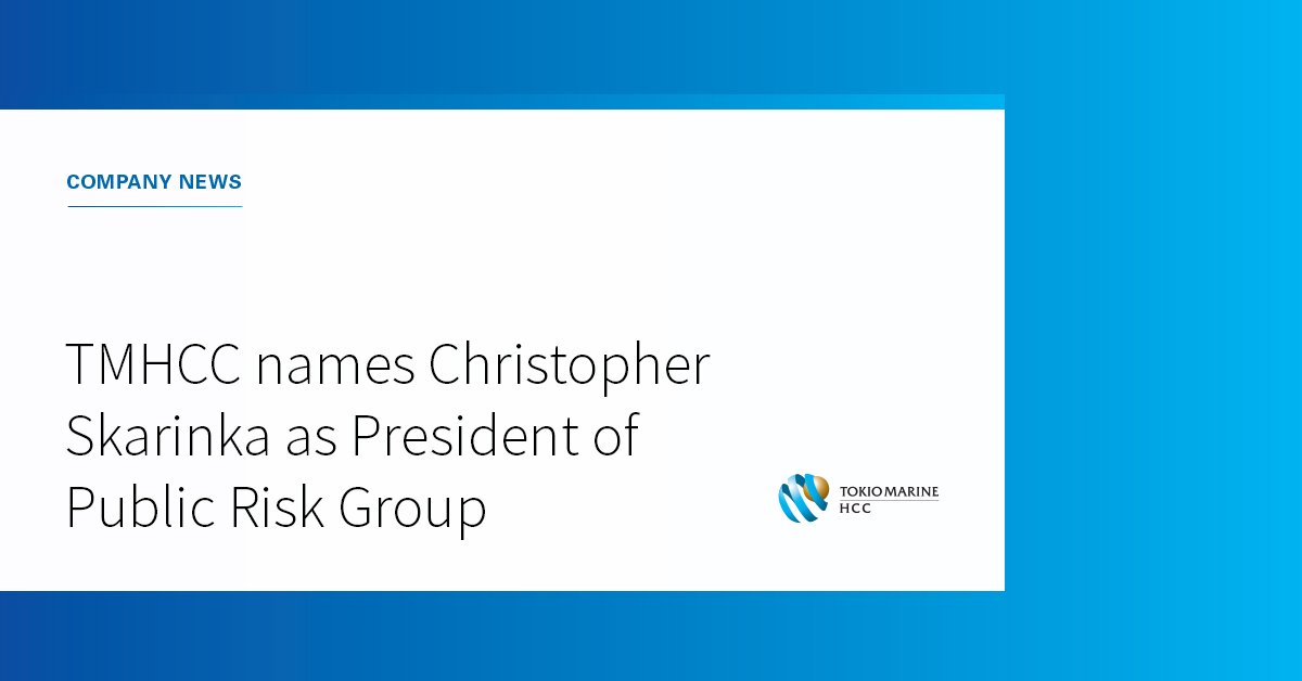Christopher Skarinka, chief operating officer for the Professional Lines and Public Risk Groups, has been promoted to President of the Public Risk Group effective April 1, 2019, succeeding Thomas Harmeyer who will continue to serve as Executive Chairman. bddy.me/2TwjFHG