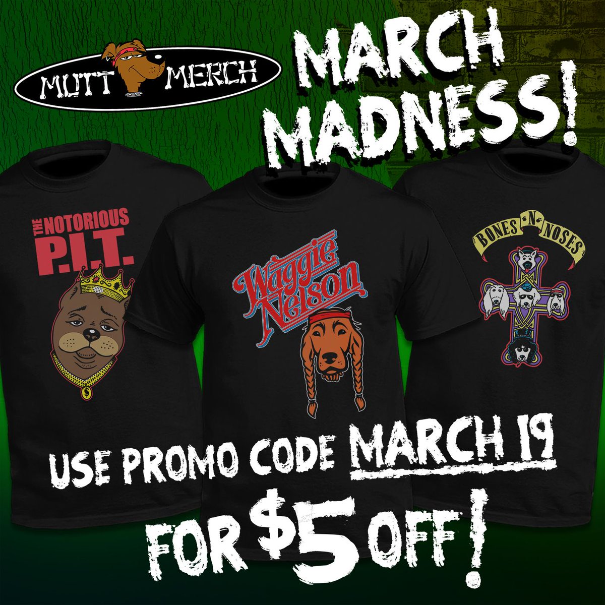 MuttMerch's tweet photo. Last week to save on some BIG @MuttMerch #MarchMadness deals! Go to https://t.co/gXqWuEujVB to get rocking clothing for you and your canine companion. 🐶🤘🔥 #MuttMerch #dogsoftwitter #dogs https://t.co/6CEOwwJpAf