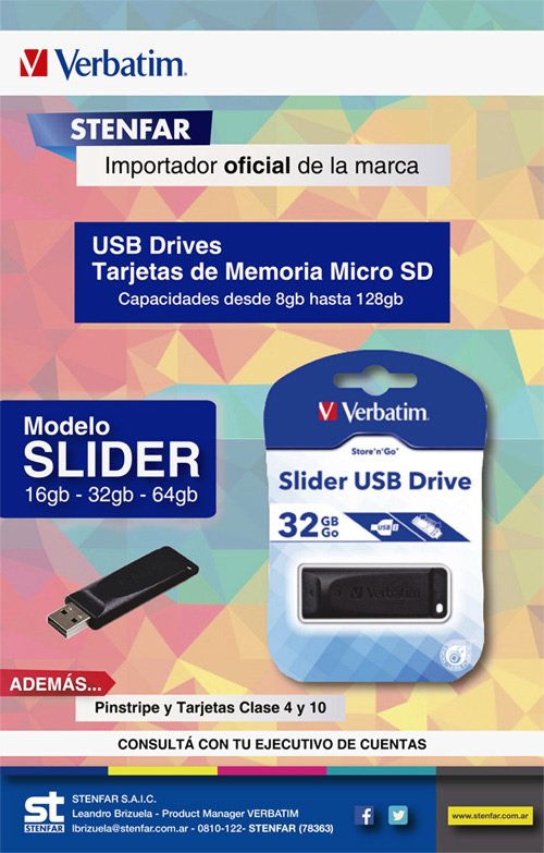 Estos pequeños dispositivos de plug'N play son extraíbles, regrabables, y excelentes para el almacenamiento de datos personales y profesionales, ya que muchos son dispositivos de hardware encriptados para mayor seguridad.
stenfar.com.ar #verbatim #pendrives #usb