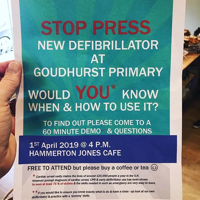 h_jabode's tweet photo. Please join us on Monday, 1 April at 4 and learn how to use the new defibrillator in Goudhurst. https://t.co/UHhGiwCsQa https://t.co/EDCGUPFM57