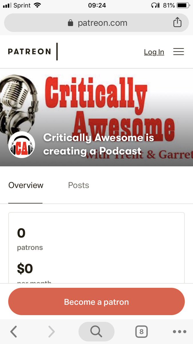 CApodcasting's tweet photo. Hey guys and gals! Would you like to help support your favorite podcast!! Well you can do that by simply by subscribing to our patreon page for as low as $1 a month. Go to https://t.co/jfKrP4nDIV and become a supporter of Critically Awesome. #criticallyawesome #patreon https://t.co/X42Mg5Ajjk