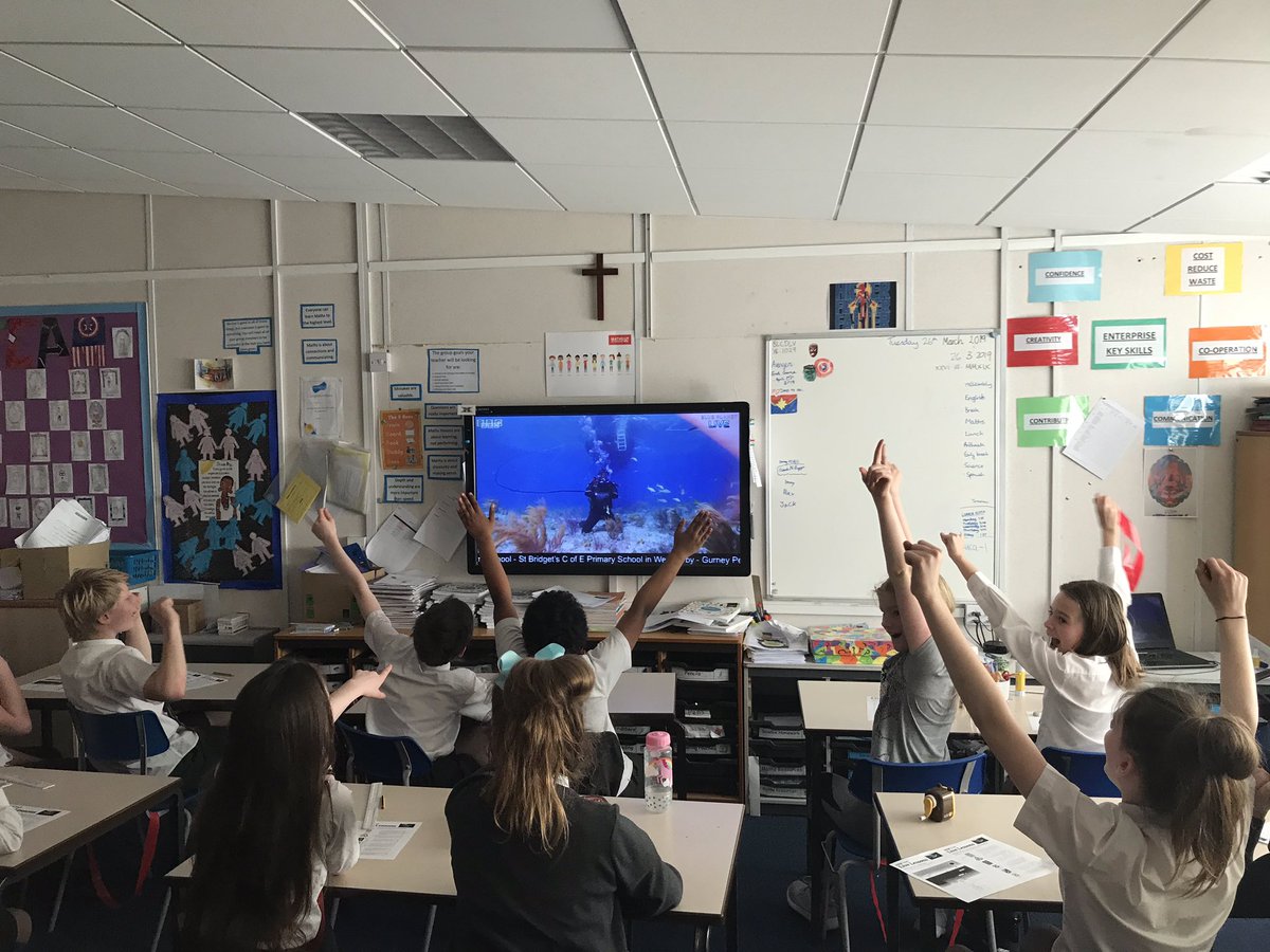StBridgetsCofE's tweet photo. The moment your school gets a mention on @BBC_Teach #BBCTeachLiveLesson #BluePlanetLIVE πππ https://t.co/R6RRA5X9eQ