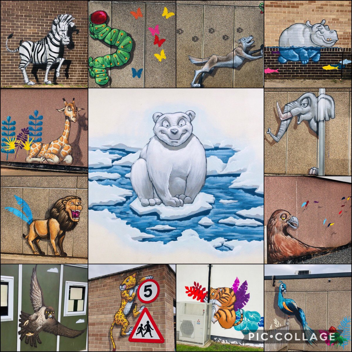 MillsLeen's tweet photo. Amazing art work around our school 😁 #schoolart #intendedgraffiti #animalclasses https://t.co/oT4MavNHeC