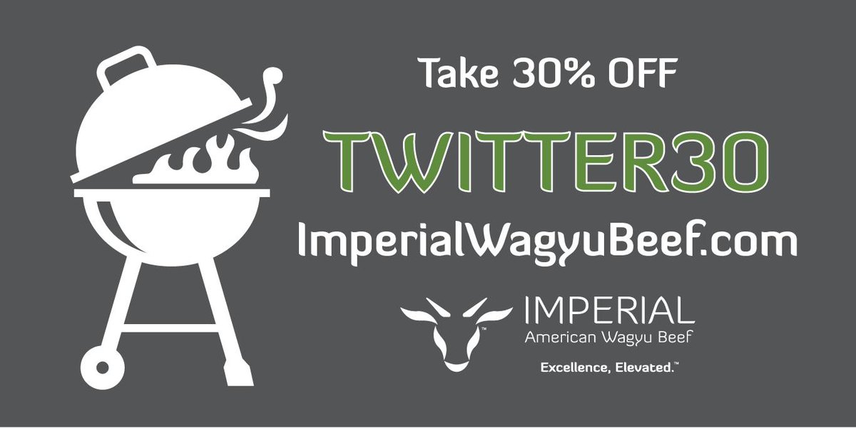 ImperialWagyu's tweet image. Last Chance for Spring Savings! Shop ImperialWagyuBeef.com for tantalizing selections of Imperial Wagyu burgers and steaks. Take 30% off with coupon code TWITTER30, now through 3/27/19. Free shipping included!