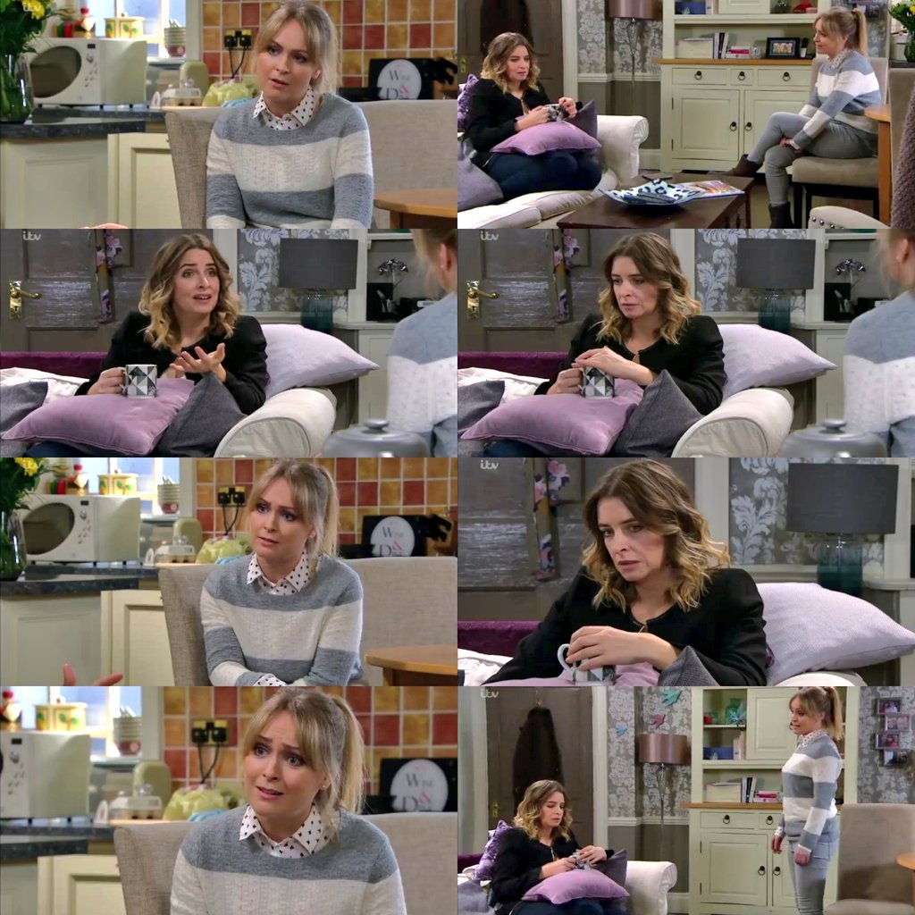 Parkiewolf's tweet photo. 19/3/19 P5 - Loved that Vanessa didn't pressure her &amp; let Charity confide in her about Lisa herself 😭 Such a moving moment 💖 Loved the lil hand grabbing as Vanessa supported a vulnerable Charity🥰 so soft 

#CharityDingle #VanessaWoodfield #Vanity #VanityFamily #Emmerdale https://t.co/V0U3rVQXkr