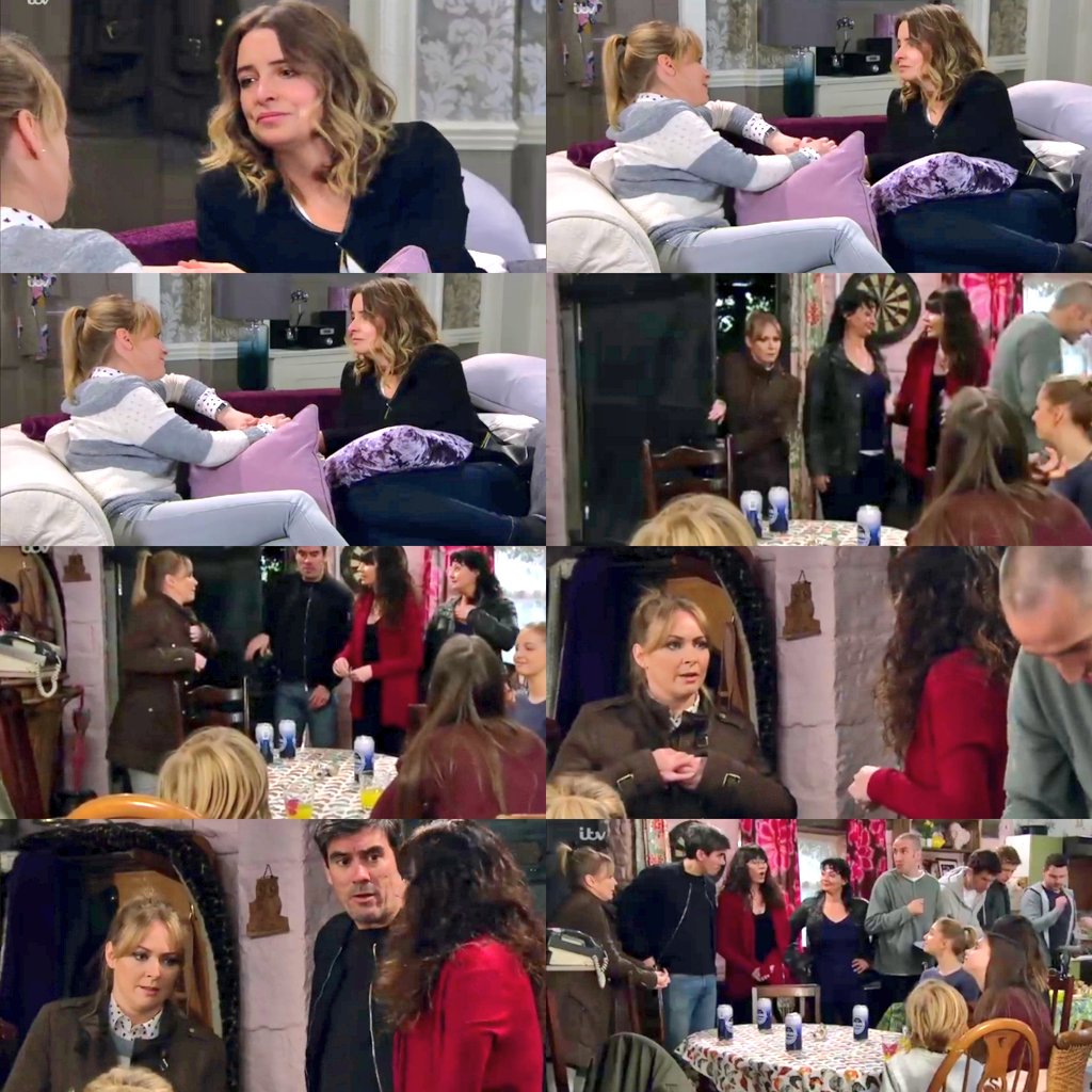 Parkiewolf's tweet photo. 19/3/19 P7 - Charity rubbing her thumb over Vanessa's ring was so soft 💖 the Vanity side-hug at the party was so soft 🥰 Charity getting all emotional over Chas's baby news literally melted me 😍 So moving

#CharityDingle #VanessaWoodfield #Vanity #VanityFamily #Emmerdale https://t.co/ALS7S6zmbT