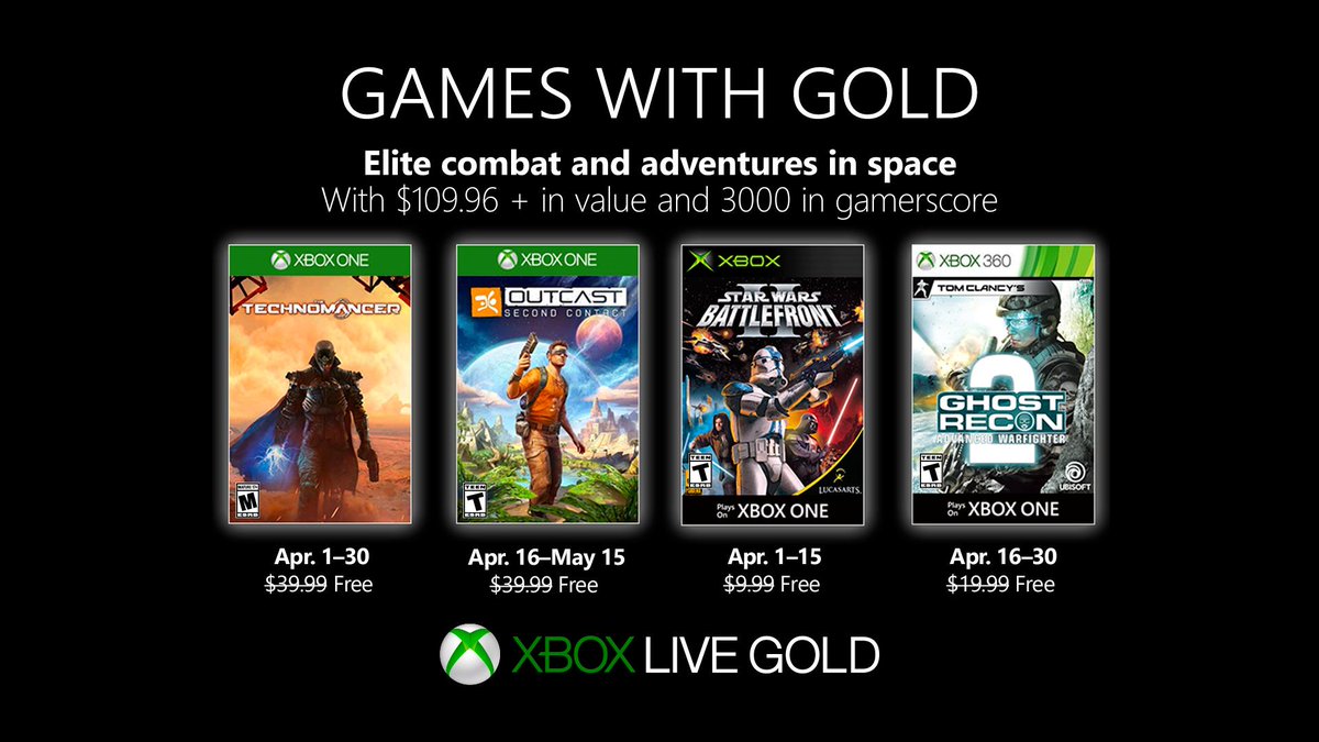 Xbox Live Games with Gold April 2019