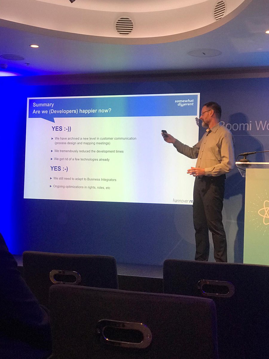 Are the developers at Hannover Re happier since working with <a href="/boomi/">Boomi</a>? That would be a resounding yes! #BoomiTourLondon