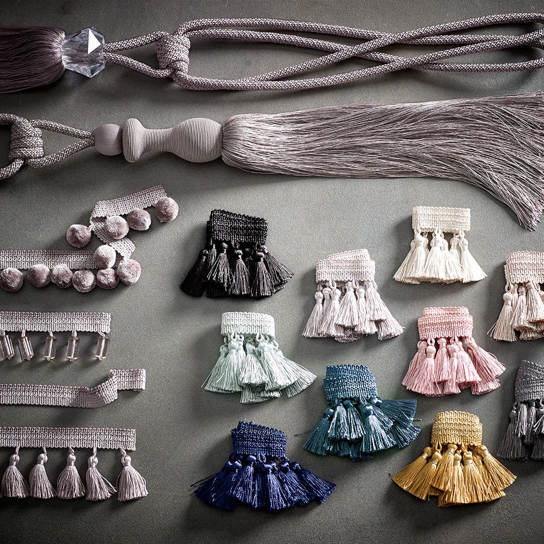 Your 'Principal Collection' for style, quality and price. From elegantly beaded trims and tassels to funky pom-poms, plus a variety of tiebacks styles...this go-to collection has it all, and is ‘exclusively for everyone’ #tiebacks #interiordecor #interiordesigner #decor 😵