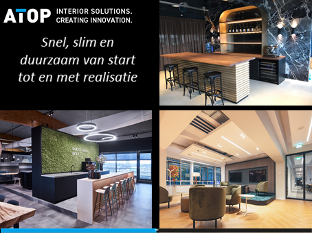 ATOP: toegewijde vakmensen die dagelijks werken aan totaalconcepten voor mooie en functionele afbouw- en interieurbouwprojecten.  Snel, slim, duurzaam én met een deadlinegarantie. Benieuwd naar onze gerealiseerde interieurprojecten? atop.nl/projecten/ #maatwerk #interieur