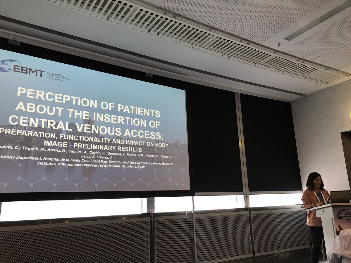 bethla7's tweet photo. Patient’s perception about CVA: @CrisCanRo doing an incredible defence of our hospital proj! #ebmt19#nurses @TheEBMT_Nurses @hematosantpau https://t.co/OMeeXQuTiu