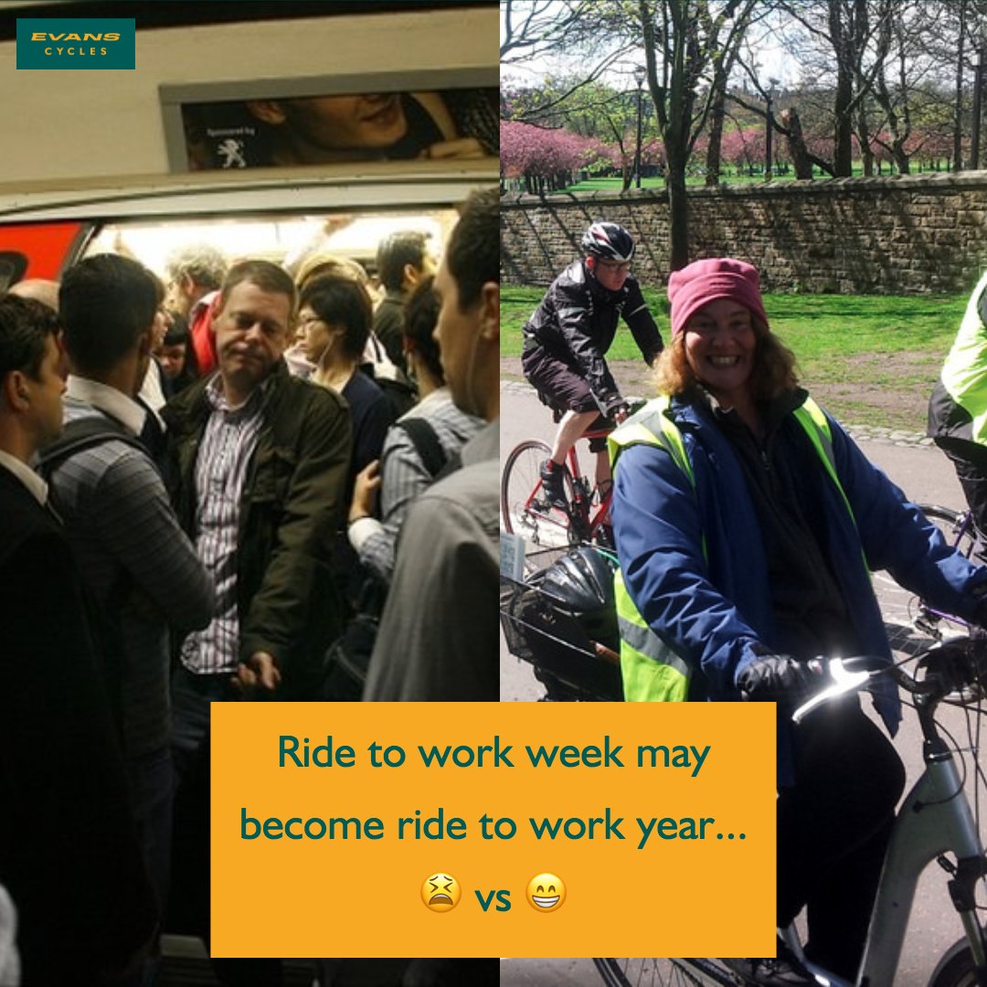 EvansCycles's tweet image. It’s #RidetoWorkWeek. If you haven’t started yet, now’s a great time to do so with SO many benefits.

We think you’ll want to turn it into Ride to Work Year…

It’s basically 😫 vs 😁...