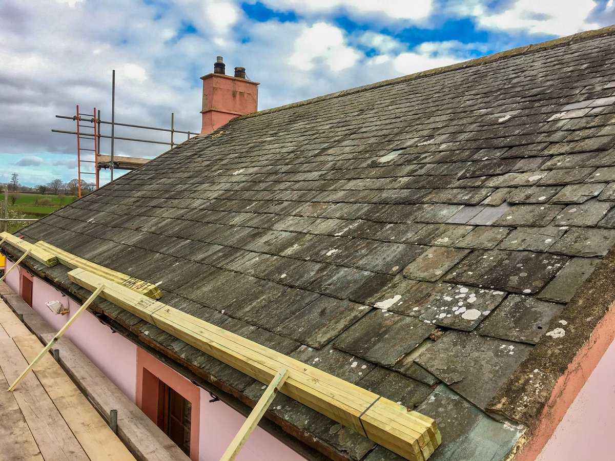 New strip &amp; re-slate started today by FRS #roof #work #slate #reslate #construction #customers #CreamOfTheCream