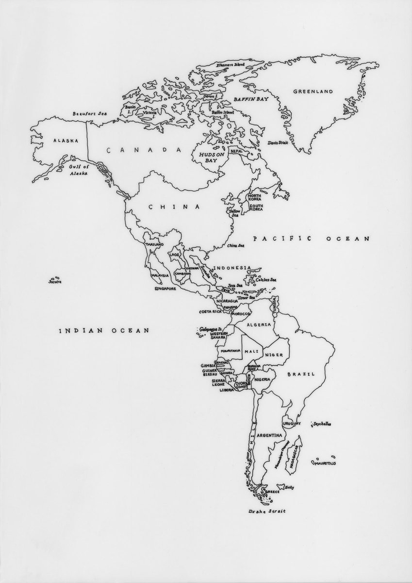 laylacurtis's tweet photo. Only a few hours left to bid on my drawing 'World Political (The Americas)' in #DrawingBiennial2019 at @drawingroomldn. The online auction ends today at 9.30pm. Click here to view work and bid! https://t.co/fYvw1x9jJv
#ManipulatedMap #WorldPolitical #FictionalGeography https://t.co/pKafwfDhk6