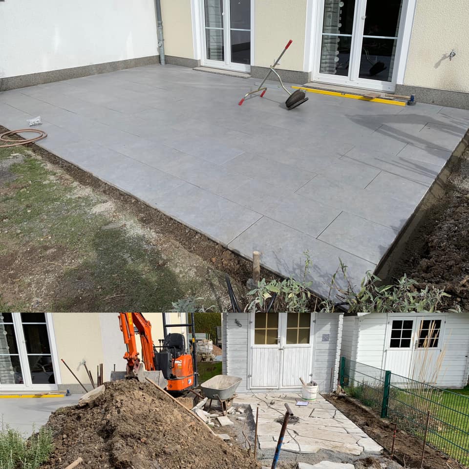 Gartenbau_Thuir's tweet photo. Die #Terrasse aus #Geoceramica ist fast fertig! #Gärtnergeselle Sven und sein #Team arbeiten jetzt an den #Sitzmoebeln aus #Gabionenzaun , #Hochbeeten und der #Grillecke. Schließlich ist am #Wochenende angrillen angesagt!
#Berding #Keramik #Polygonalplatten #Naturstein https://t.co/V8apswnlEg