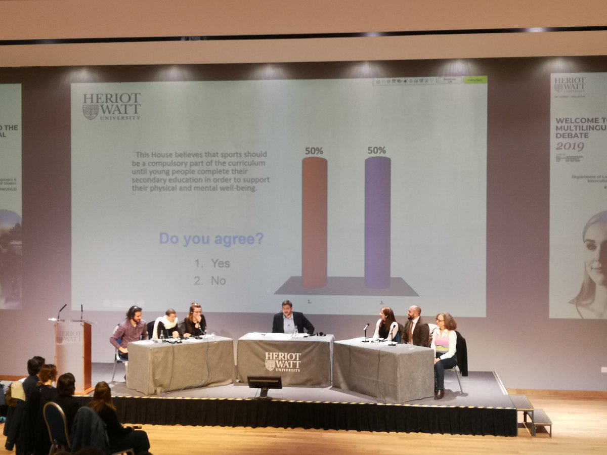 bearsdenmfl's tweet image. Great turnout at the Multilingual debate. The vote was &quot;this house believes that sports should be a compulsory part of the curriculum in order to support their pysical and mental well-being&quot; #HWUMLD