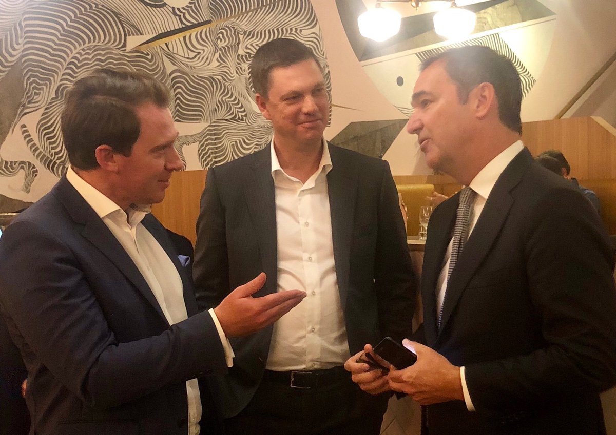 KenMorrison_'s tweet photo. You never know who you’re going to run into over a quiet dinner in #Adelaide. ⁦Fresh from launching a film festival, ⁦@marshall_steven⁩ impresses ⁦@DanielGannon⁩ and me with his campaign #French language skills. https://t.co/kXM906tuni