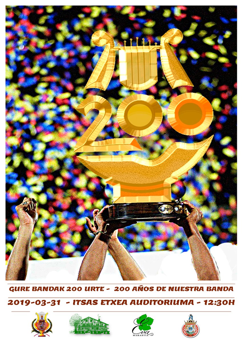 BandaHondarribi's tweet photo. Gure bandak 200 urte!! TXAPELDUNAK
Nuestra banda 200 años!!! CAMPEONES https://t.co/1vkiqe0p1G