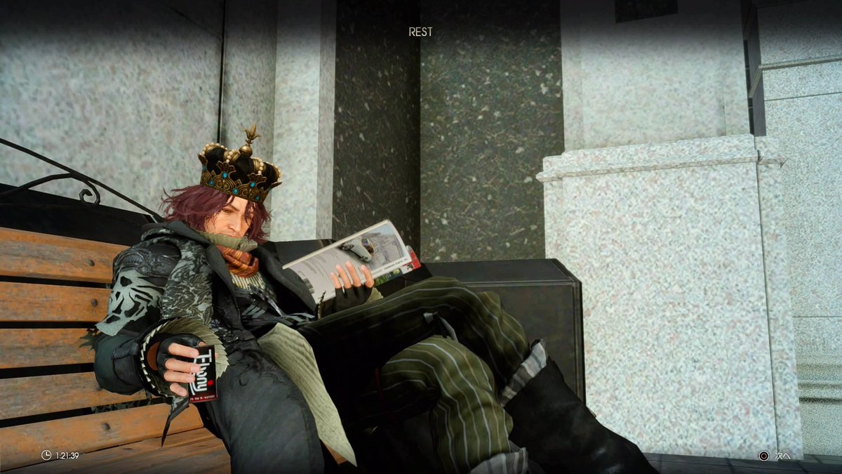 休憩する時　雑誌読みながらエボニーコーヒー☕️
#FFXV #エピアデ