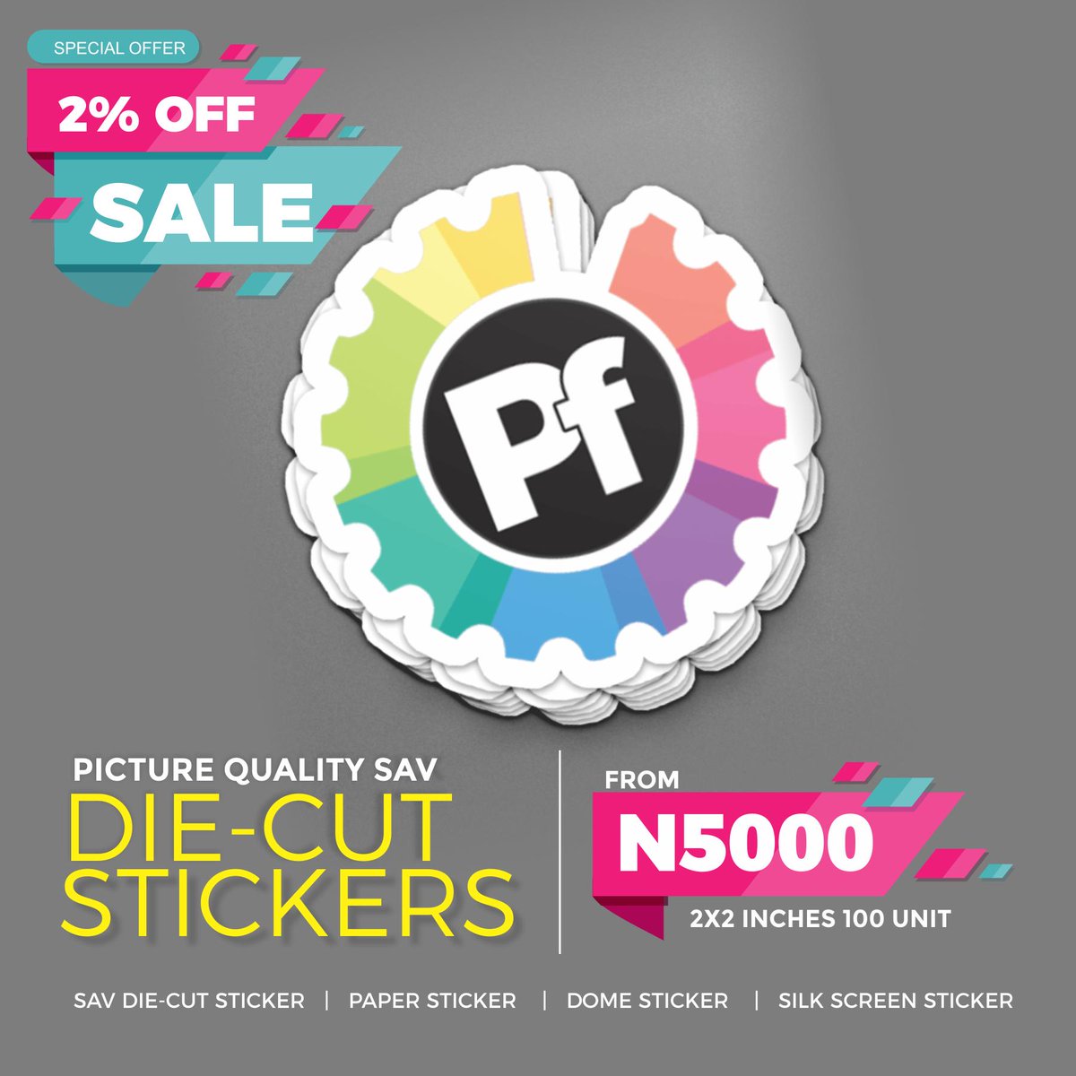 Printfactoryng's tweet image. Get the best quality of sticker printing and sticker designs with printfactory.com.ng which comes in different types SAV Die-cut sticker, sticker paper, silkscreen sticker.

#printfactoryng #stickers
#papersticker #domesticker #SAVstickers #stickerprinting #TuesdayThoughts