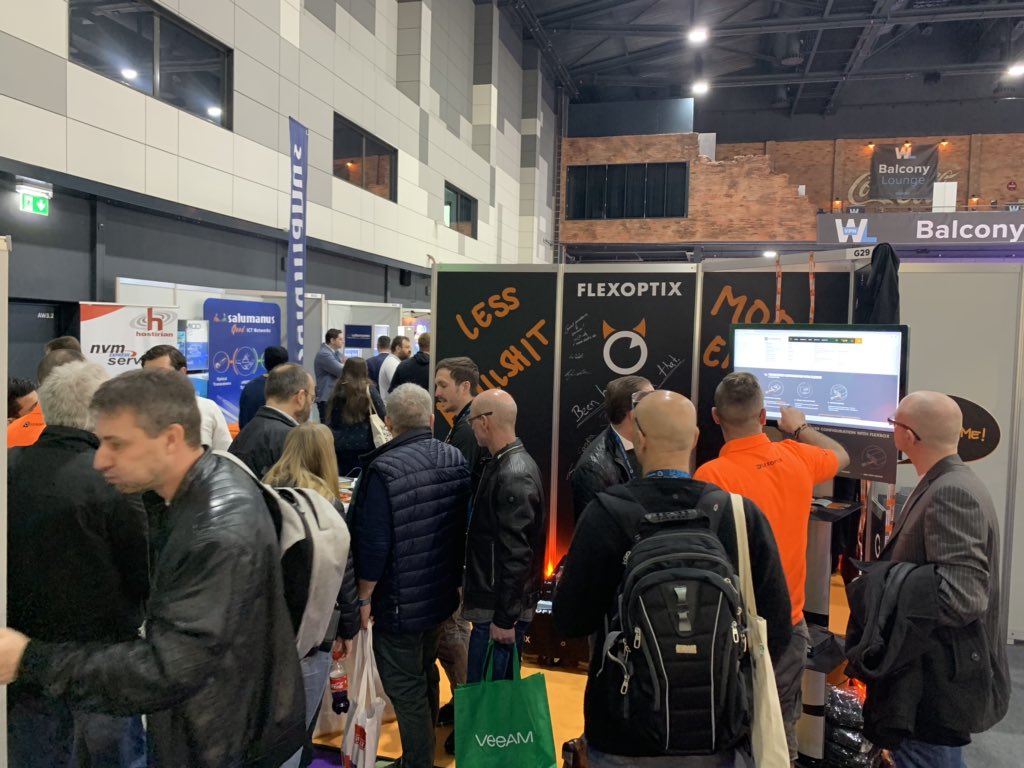 flexOptix's tweet photo. #Booth29 is abuzz with activity! Drop by to meet us & put your signature on our wall. #Flexoptix #G29 #CloudFest2019 #CloudFest #FlexopixOnTheRoad #MeetUs #OrangeGuys #HandsOn #FlexboxCreators #OrangeBooth #CloudFest #Rust #Germany https://t.co/9I5fVSEvHn