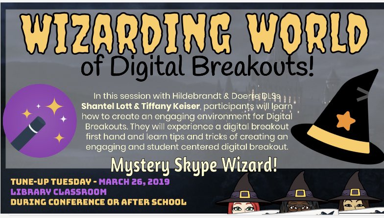 So excited for our #TuneUpTuesday session today with special guest DLSs @ShantelLottEDU & @KeiserTiffany!

A special #HarryPotter themed digital breakout experience! 🤩