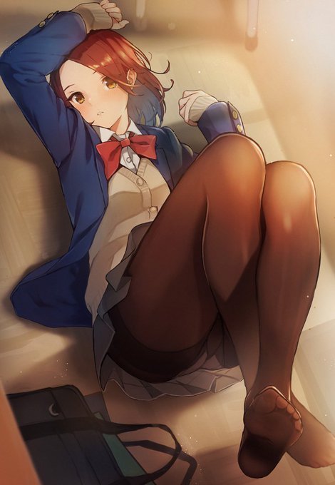 Uniform redhead anime panties