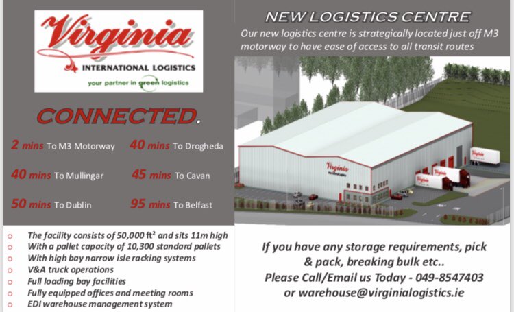 Ray1Cole's tweet photo. Due to Easter stock rolling out we have space available if you need storage email me on ray@virginialogistics.ie #warehousing https://t.co/TKddbkttIY