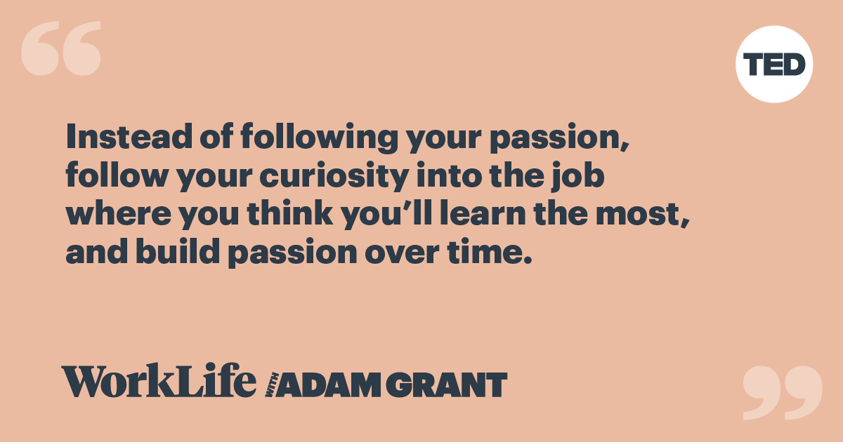Passion is a consequence of effort, not just a cause. It's hard to enjoy something when you're not good at it yet.

Passion grows with progress: it's often the product of learning and mastering a skill.

#WorkLife #TuesdayMotivation smarturl.it/WorkLifeseason2