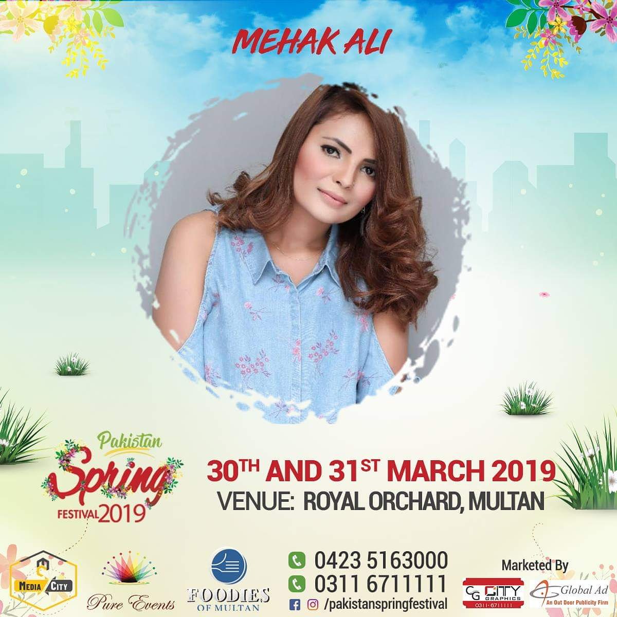 pakspringfest's tweet photo. MULTAN! Are you ready for the best weekend of your lives? #MehakAli will be performing live at the #Pakistan #Spring #Festival!

Join us on the 30th &amp; 31st March 2019 at Royal Orchard, #Multan for a weekend filled with #Fun #Music &amp; #Food

Tickets:
https://t.co/aDzaYMGVBN https://t.co/hyCyPszEa1