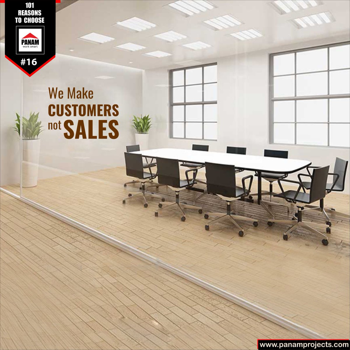 PanamProjects's tweet image. You have 101 Reason to choose Panam Project. Here is Reason #16 "We make customers not sales"
Learn more: panamprojects.com
#ModularFurniture #PanamProjects #takingcarewithlove #OfficeChair #officeFurniture #101Reason