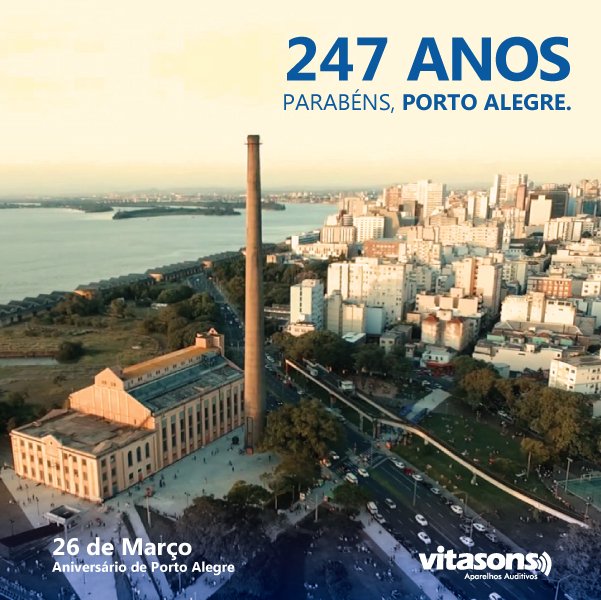 Vitasonsbr's tweet photo. Sede da nossa matriz, Porto Alegre completa
mais um ano de vida. Parabéns!
#Vitasons #AparelhosAuditivos #AniversárioPortoAlegre
#PortoAlegre
Visite uma de nossas lojas:
Av. Cristóvão Colombo, 1577
Moinhos de Vento - Rua 24 de Outubro, 662
Menino Deus - Av. José de Alencar, 207 https://t.co/X8xHATaOn3