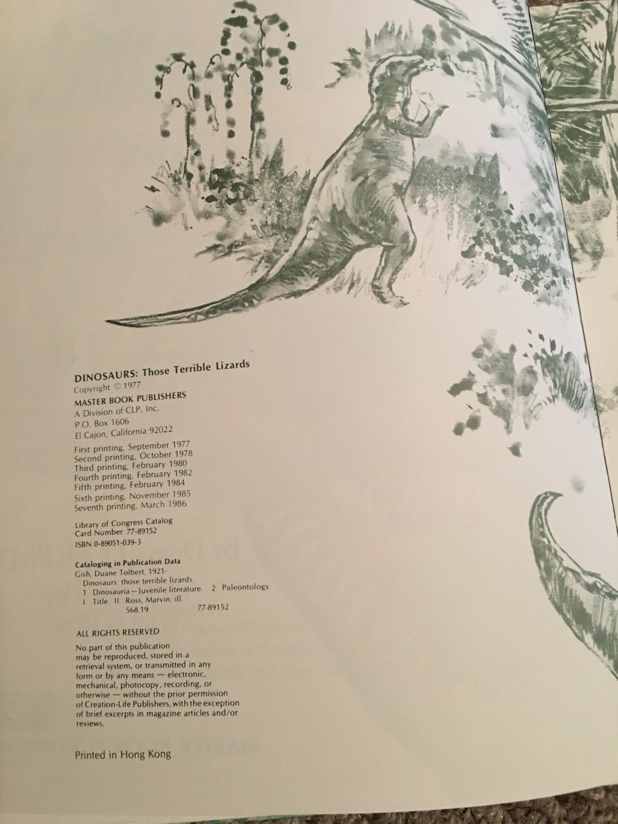 27. I don't know how many copies Dinosaurs: Those Terrible Lizards sold, but it was first published in 1977. I got a copy from its 7th printing (1986). It's out of print and has surely been supplanted by slicker books from Answers in Genesis. But it was popular in  #TheJesusZone.