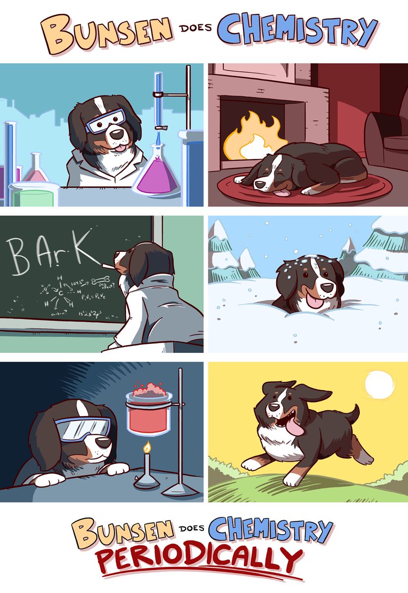It’s done!  I hope you enjoy it it and if you could please retweet the heck out of it that would be sciency swell!  Art by <a href="/samandfuzzy/">Sam Logan</a> 
#science #chemistry #puns #memes #DogsofTwitter #dogs <a href="/IvePetThatDog/">I’ve Pet That Dog</a> <a href="/dog_rates/">WeRateDogs</a> <a href="/CaraSantaMaria/">Cara Santa Maria</a>