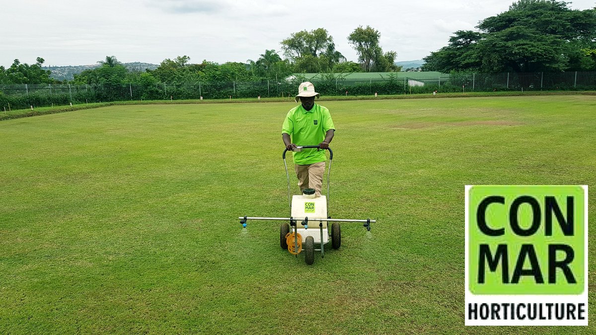 CONMARGROUP's tweet photo. Check out our chemical spraying machine in action. Tank capacity is 20L. It is battery operated, lasting up to 2hours non-stop spraying. Book us for your turf chemical spraying requirements...info@conmargroup.co.za https://t.co/VvhbevFoJP