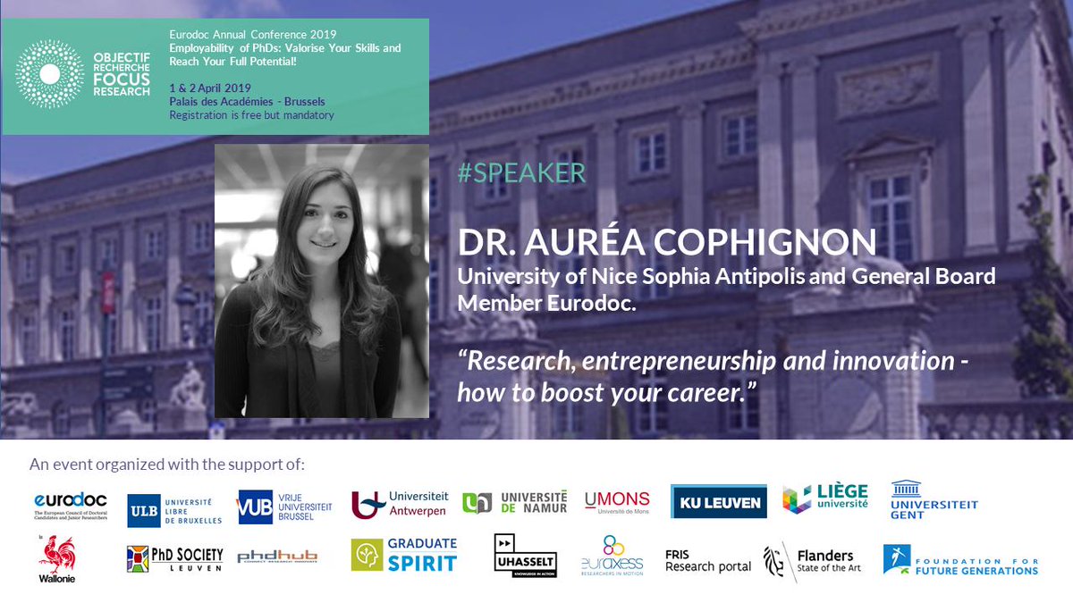 OR_Belgique's tweet photo. You are a young researcher with an entrepreneur soul? @Auréa Cophignon will discuss with you how to boost your career through entrepreneurship! #PhDCareer #Business #Innovation #Outsideacademia #transition #newperspectives https://t.co/Z9d2E1nMnC #eurodocannualconf19 https://t.co/BEiJBXg2nj