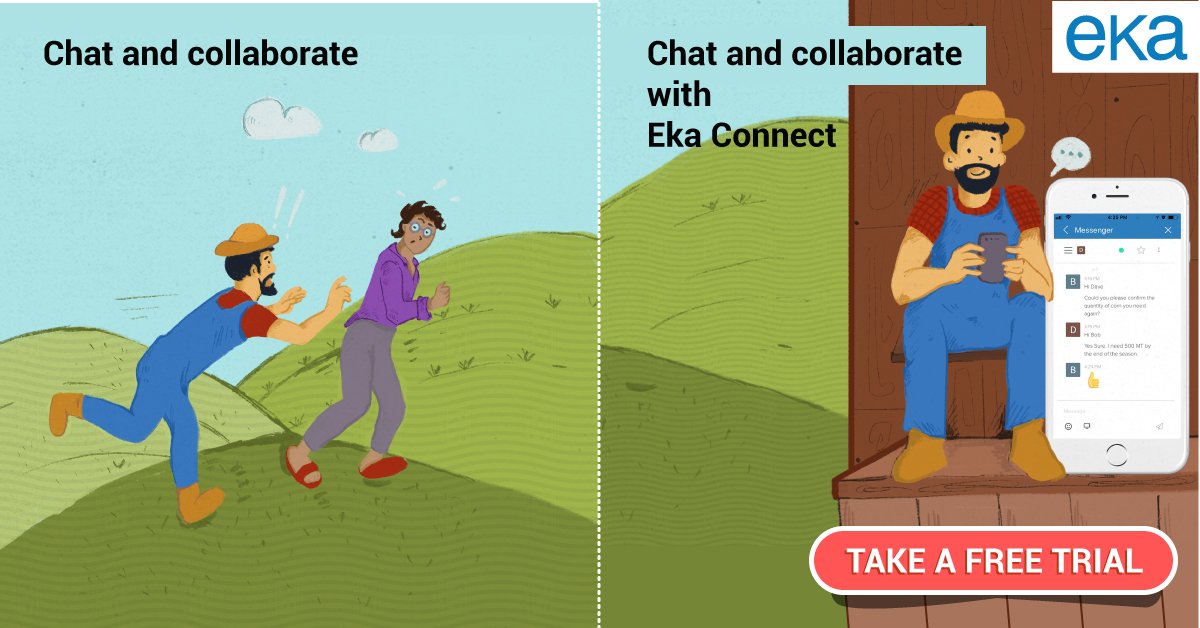 EkaSoftware's tweet photo. Work as one with farmers! The secret of improving business relationship with your farmers. Sign up for a free trial today https://t.co/yusQDQvOse #CTRM #ETRM #CommodityManagement #TradingandRisk #Agtech https://t.co/vwqTUqnMir